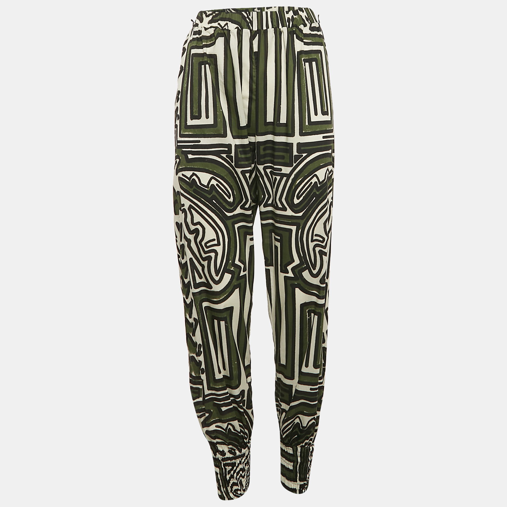 

Johanna Ortiz Green/White Sagacious print cotton Jogger Pants S