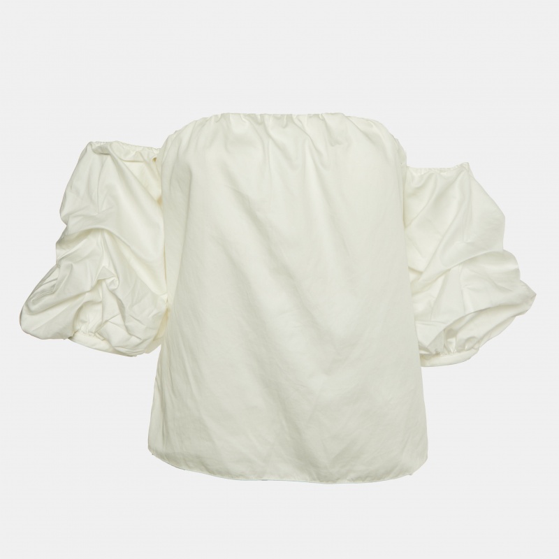 

Johanna Ortiz White Cotton Tulum Off-the-Shoulder Top M