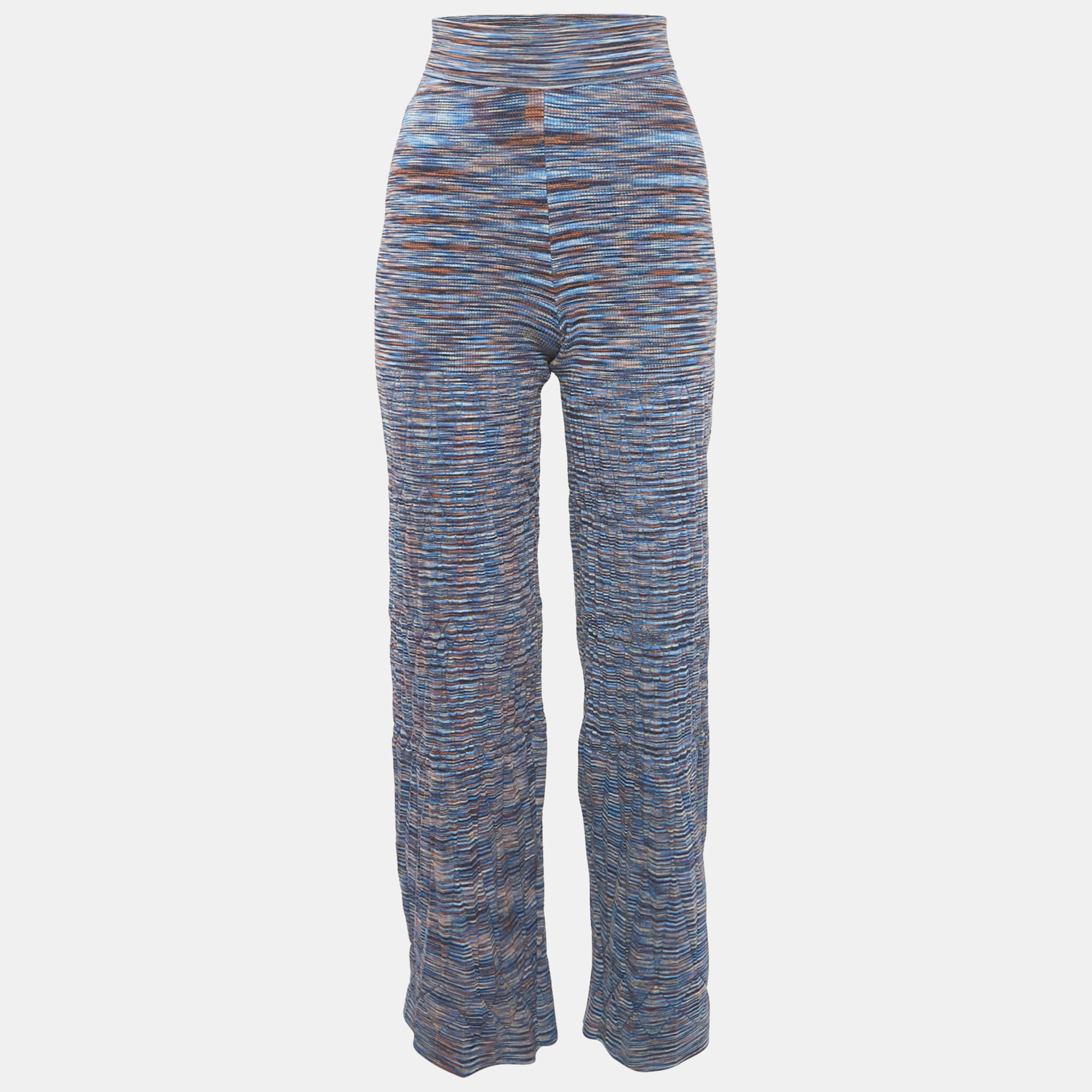 Pre-owned Simkhai Caicos Multicolor Space Knit Wide-leg Trousers L