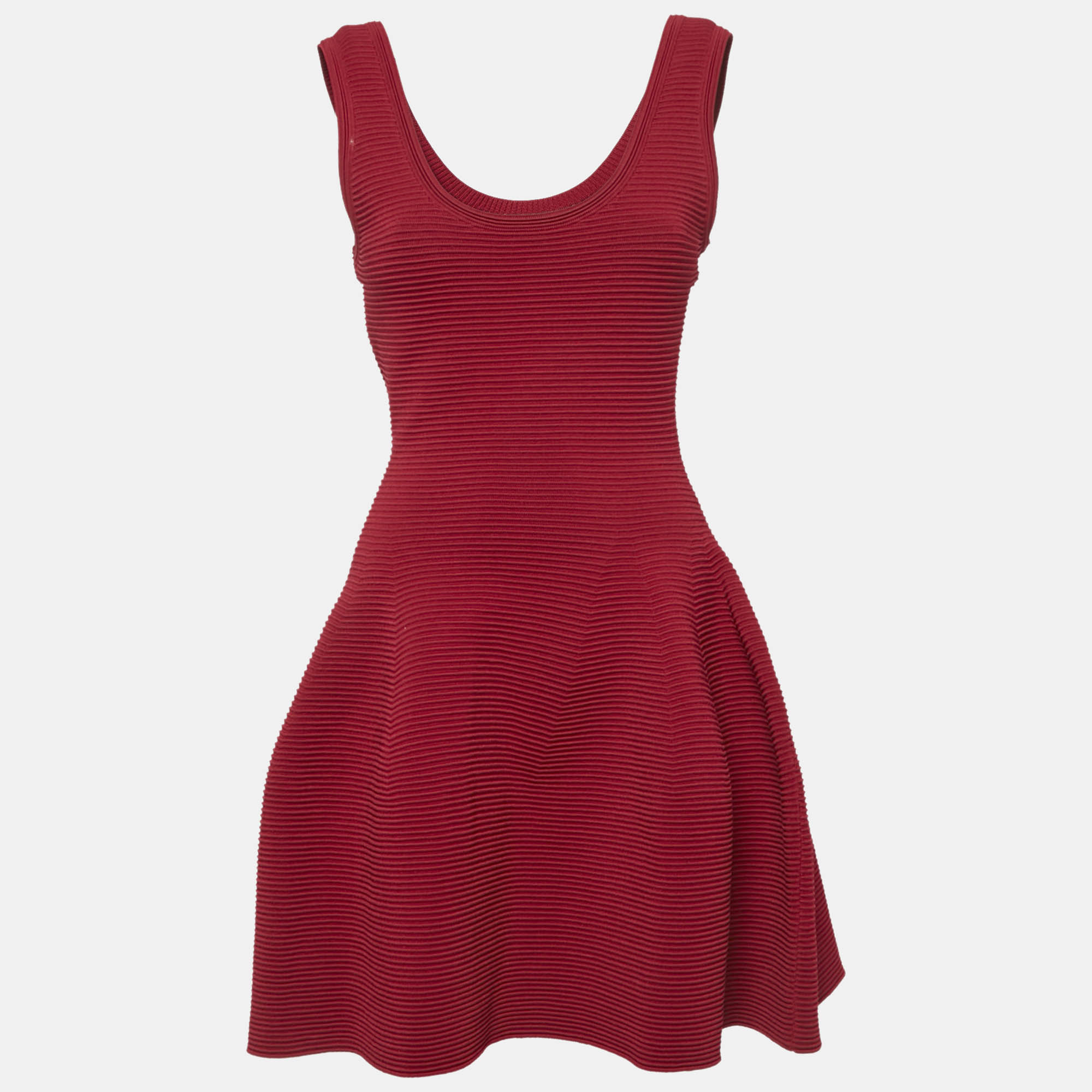 

Jonathan Simkhai Red Textured Stretch Knit Flared Mini Dress M