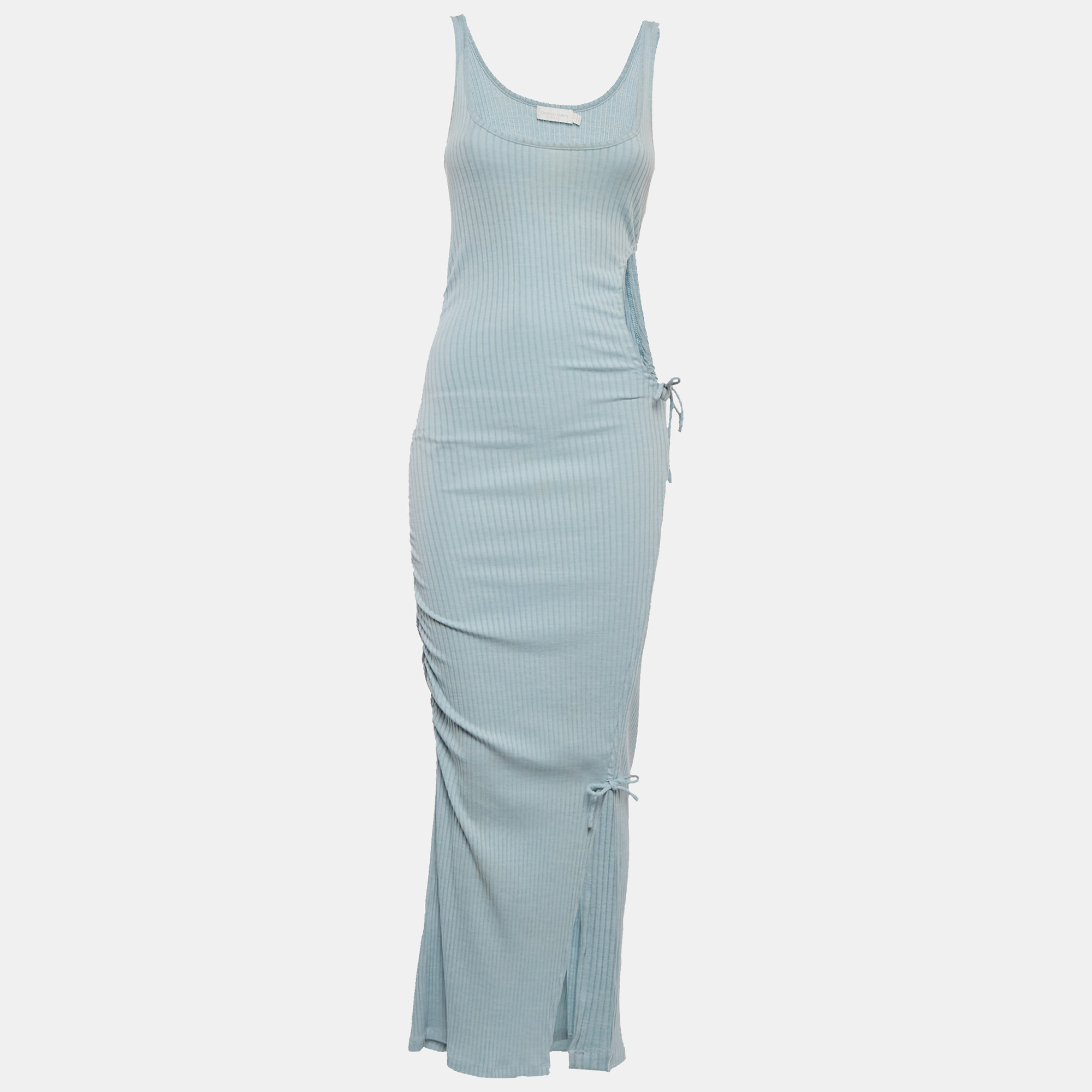 

Jonathan Simkhai Light Blue Rib Knit CutOut Detail Maxi Dress S