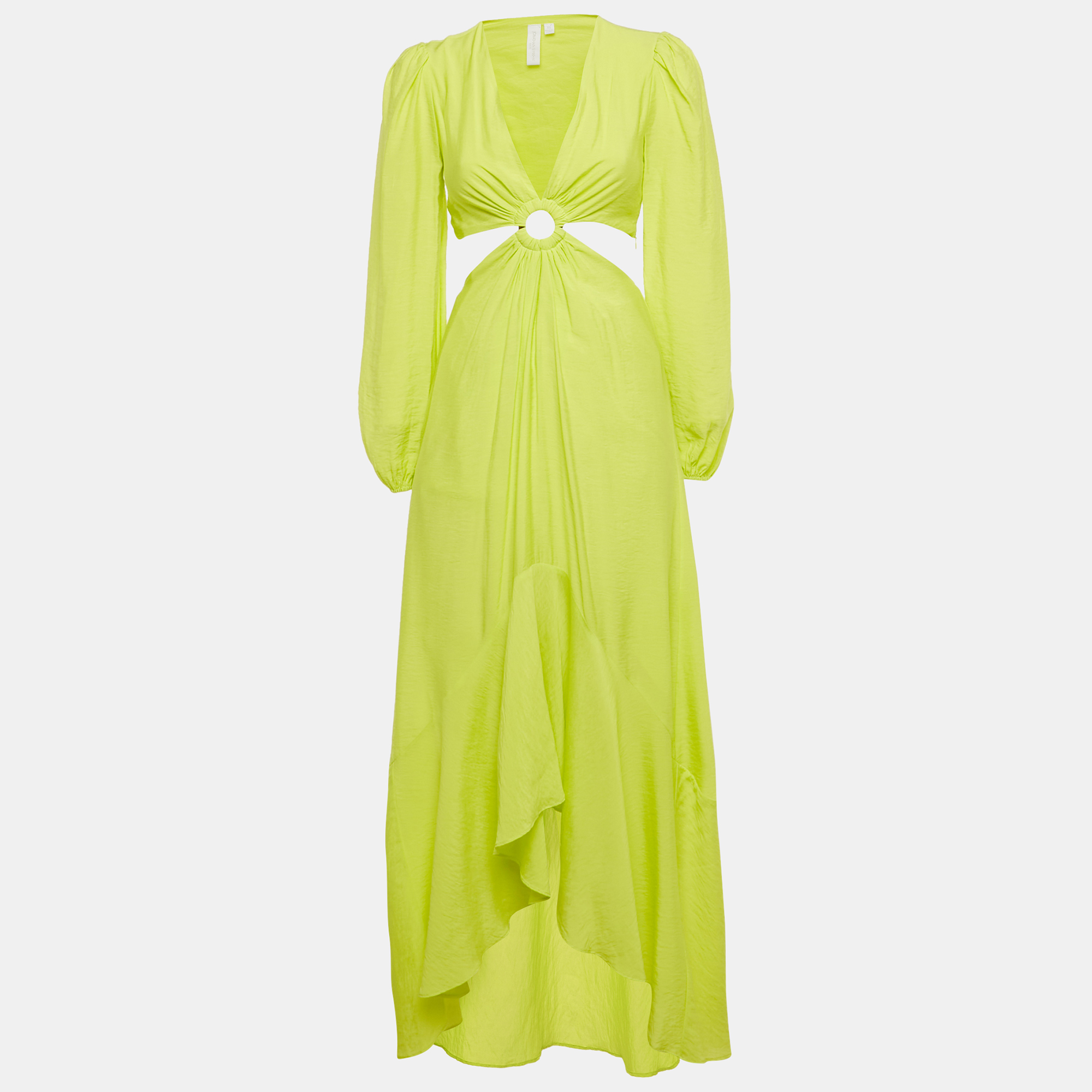 Pre-owned Simkhai Neon Green Cut -out Jaelynn Maxi Dress Xs