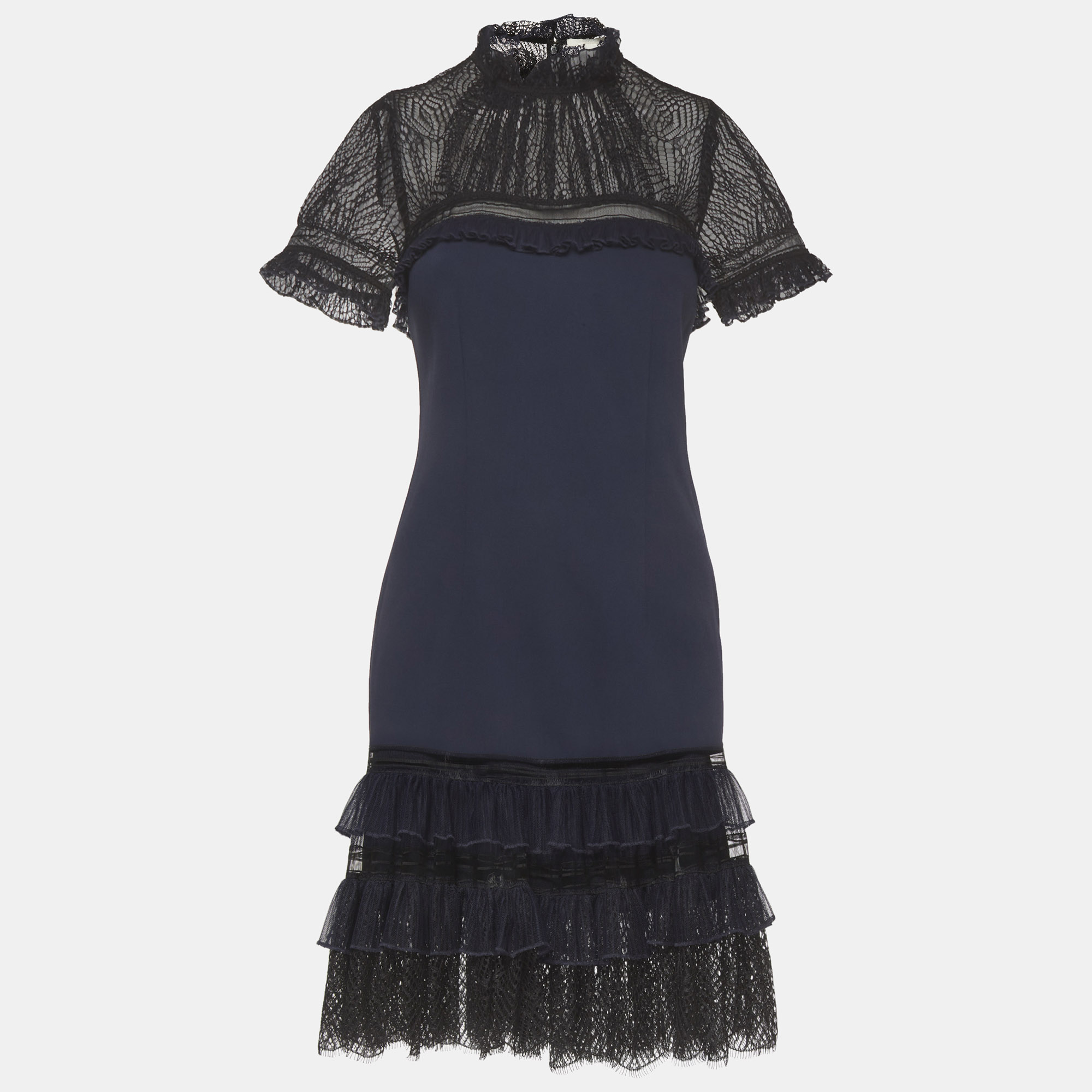 

Jonathan Simkhai Blue Tulle and Crepe Mini Dress S