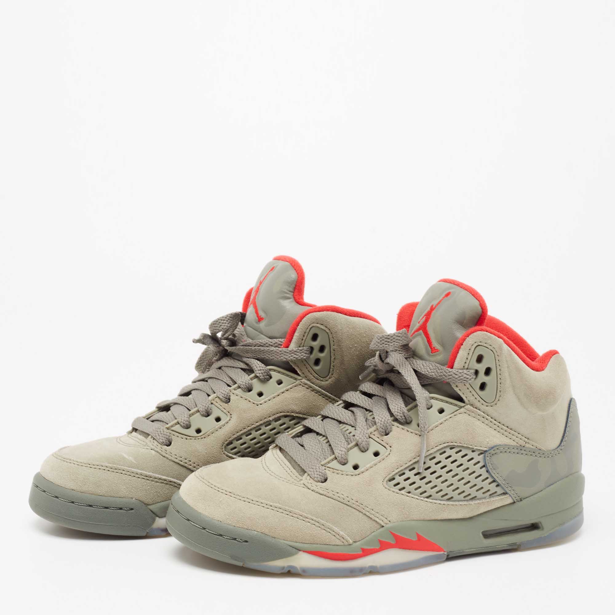 

Jordan Grey Suede Air Jordan Retro 5 High Top Sneakers Size