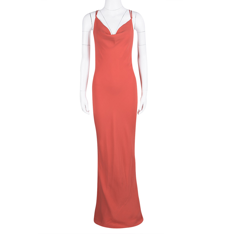 

Joseph Orange Silk Couture Basel Bias Cut Silk Crepe Maxi Dress