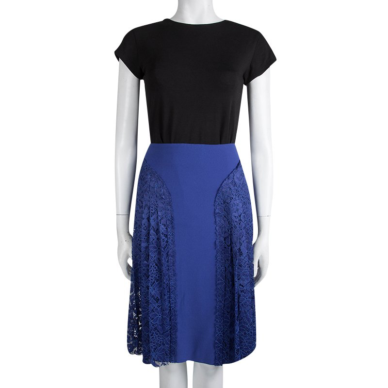 

Joseph Cobalt Blue Pleated Lace Detail Courtney Skirt