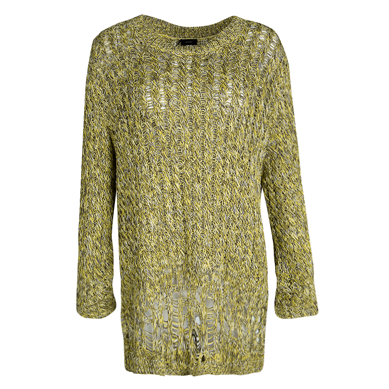 Pre Owned Joseph Mulitcolor Fatigue Deconstructed Chunky Cable Knit Pullover XL