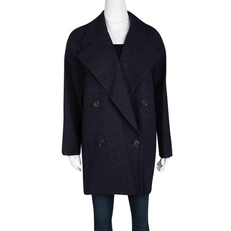 

Joseph Navy Blue Summer Tweed Double Breasted Maubert Coat