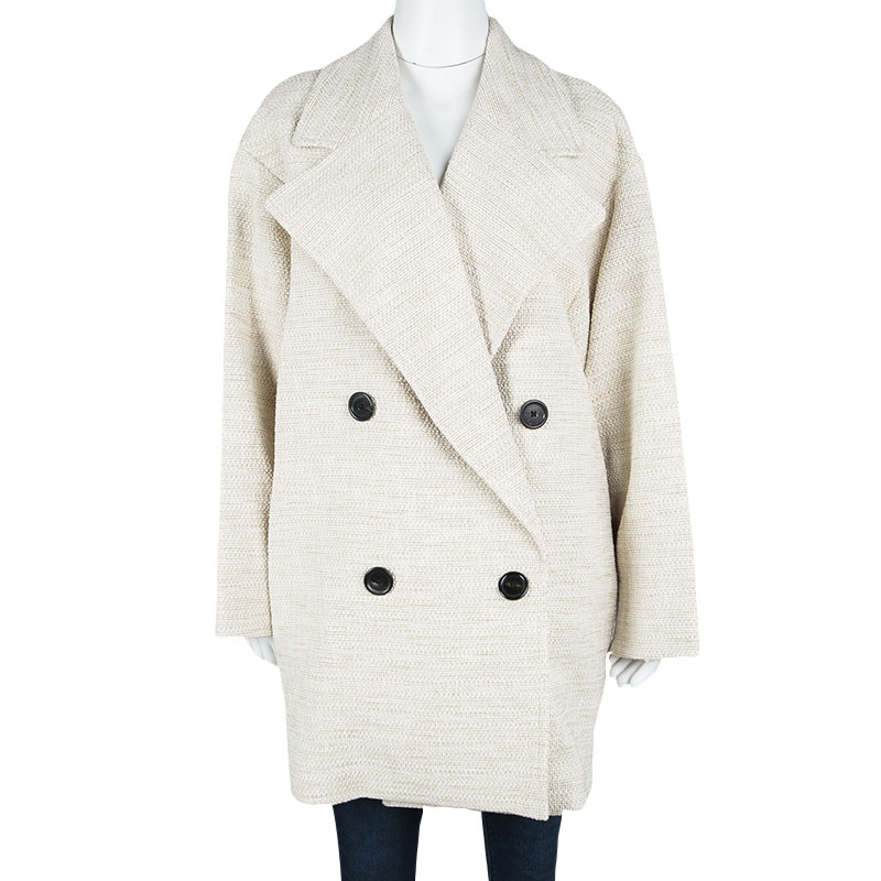 

Joseph Beige Stone Summer Tweed Double Breasted Maubert Coat