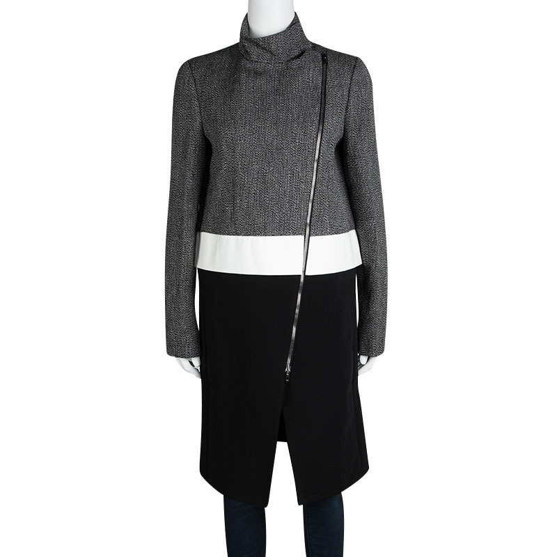 

Joseph Tricolor Techno Tweed Zip Detail Preston Long Coat, Black
