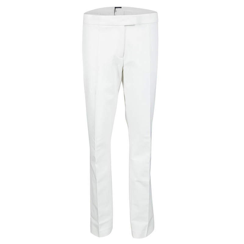 Joseph Off White Stretch Gabardine Finley Regular Fit Trousers L