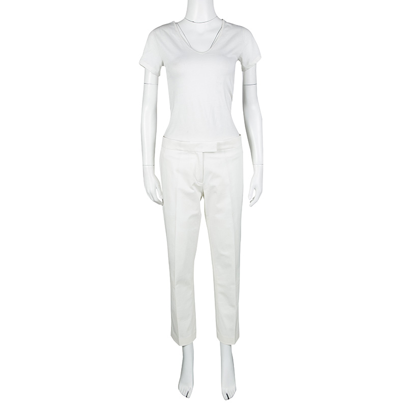 

Joseph Off White Light Cotton Finley Straight Fit Trousers