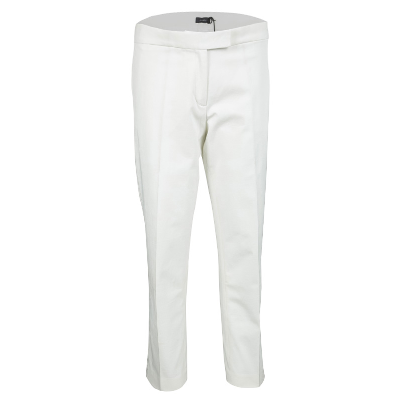 Pre Owned بنطلون جوزيف قصة مستقيمة فينلي قطن بيج فاتح M