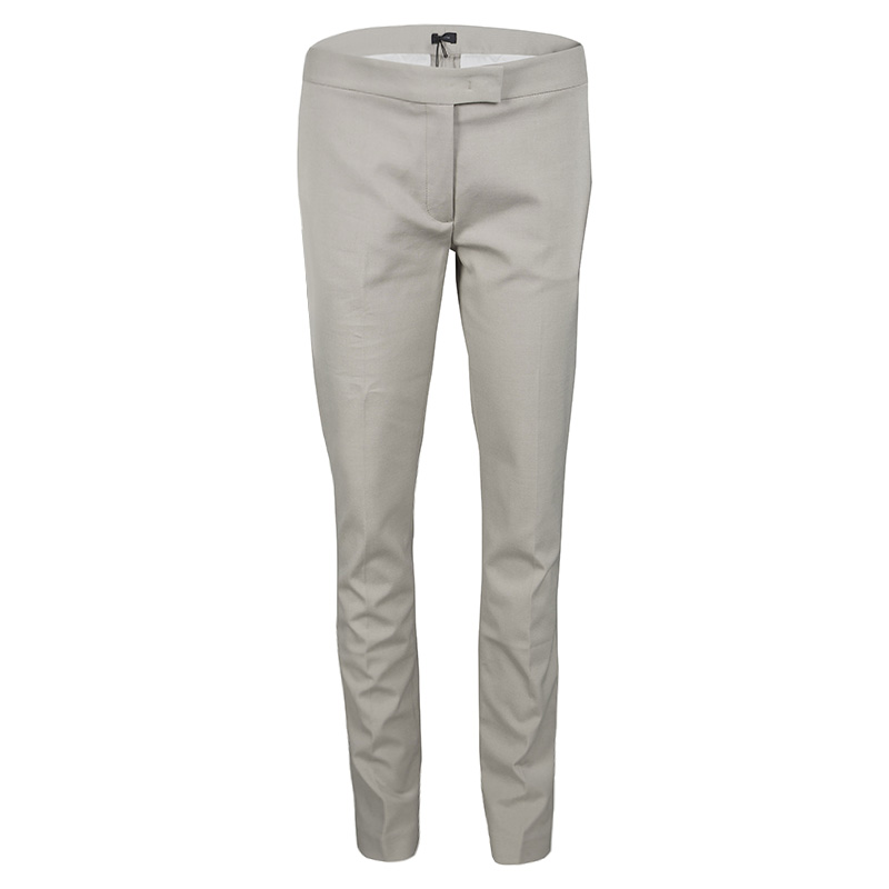 مملوكة مسبقًا Joseph Almond Beige New Cotton Compact Finley Regular Fit Trousers L