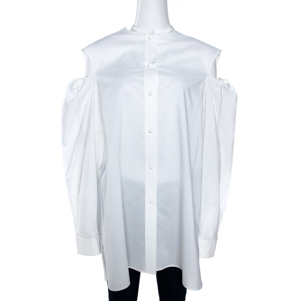 Joseph White Cotton Chintz Cold Shoulder Ripley Shirt L