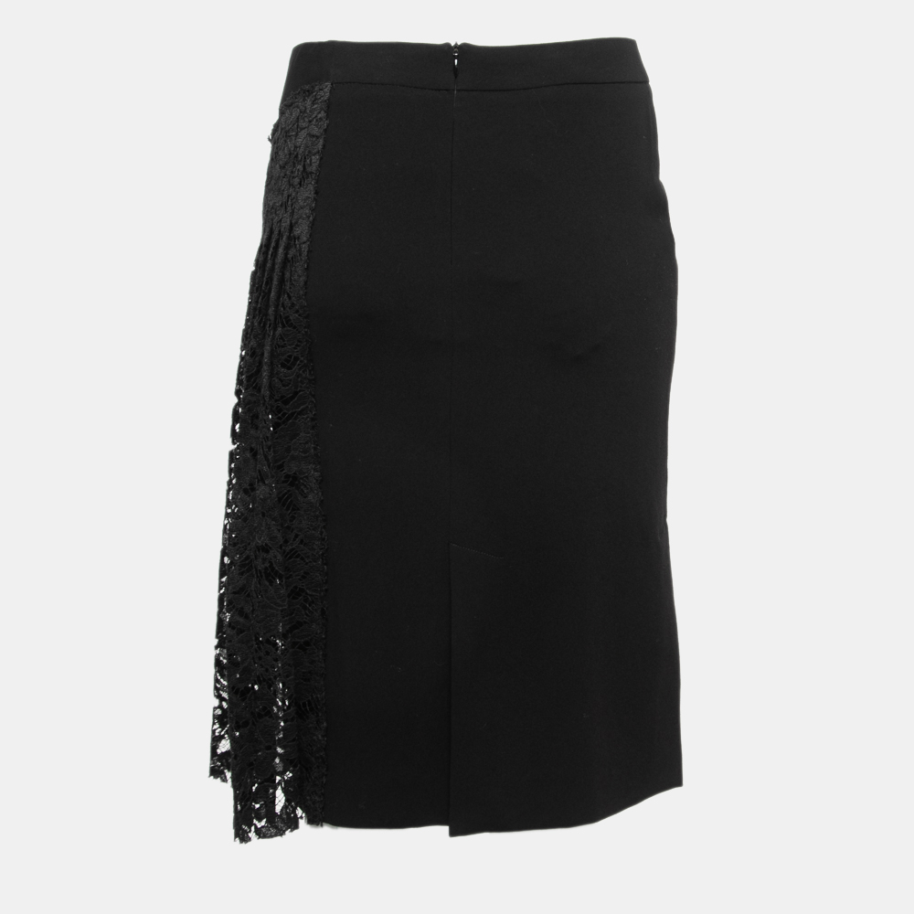 

Joseph Black Crepe & Lace Paneled Pleated Courtney Skirt