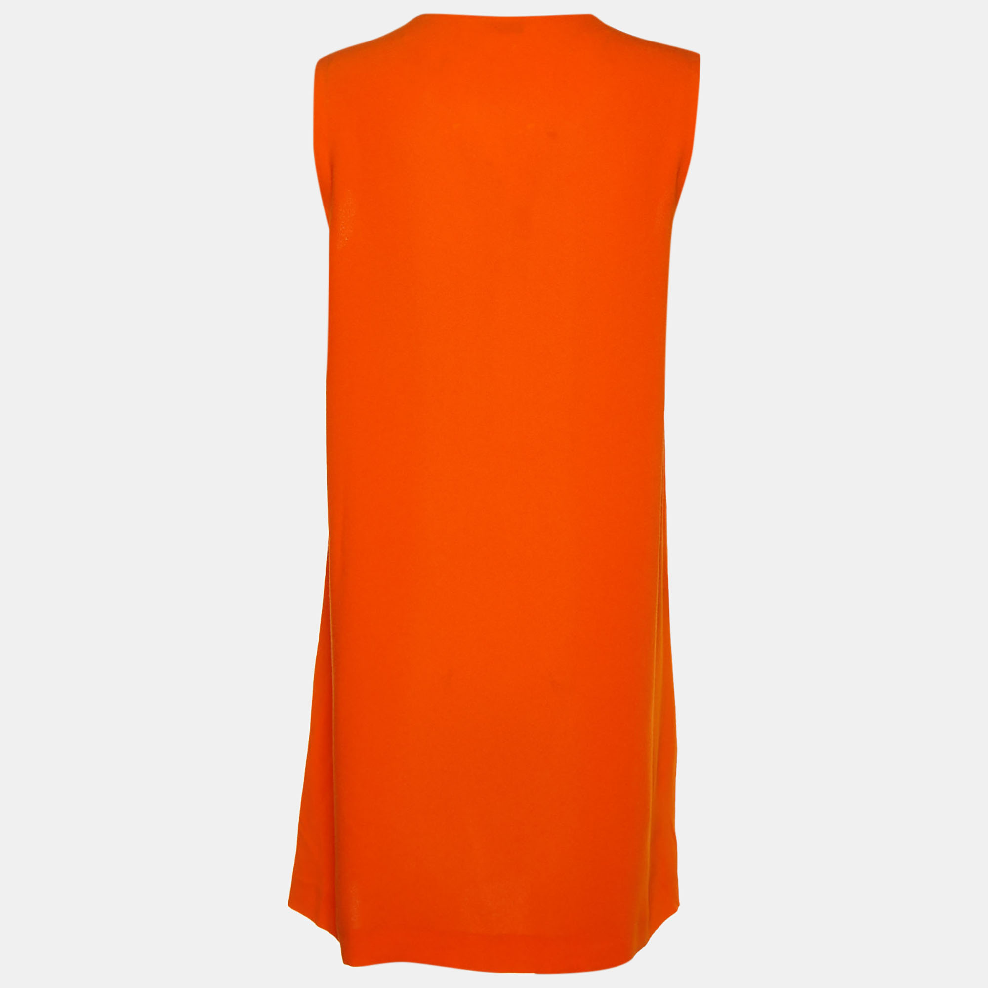 

Joseph Orange Crepe Contrast Overlay Detail Sleeveless Shift Dress