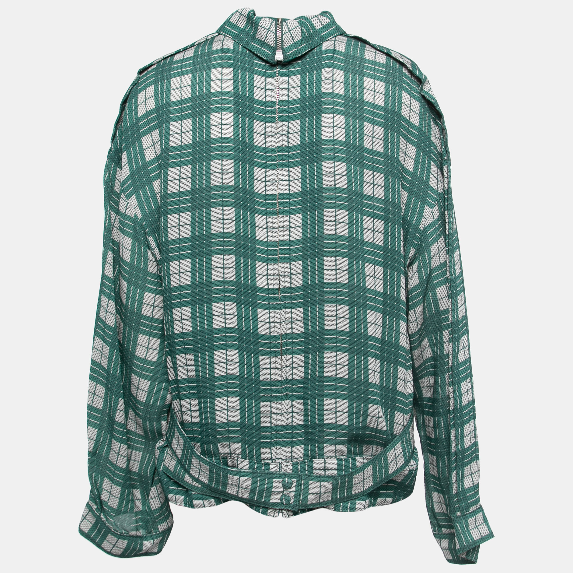 

Joseph Green Plaid Silk Blend High Neck Long Sleeve Blouse