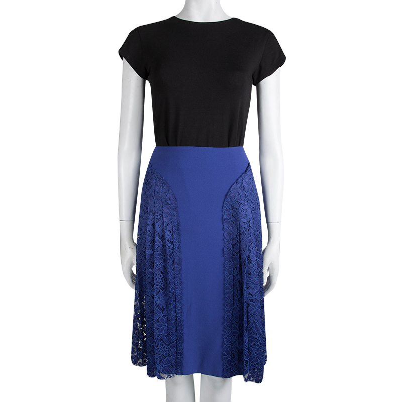 

Joseph Cobalt Blue Pleated Lace Detail Courtney Skirt