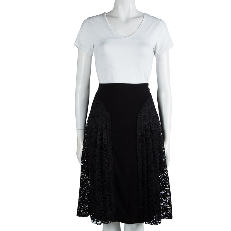 

Joseph Black Pleated Lace Detail Courtney Skirt