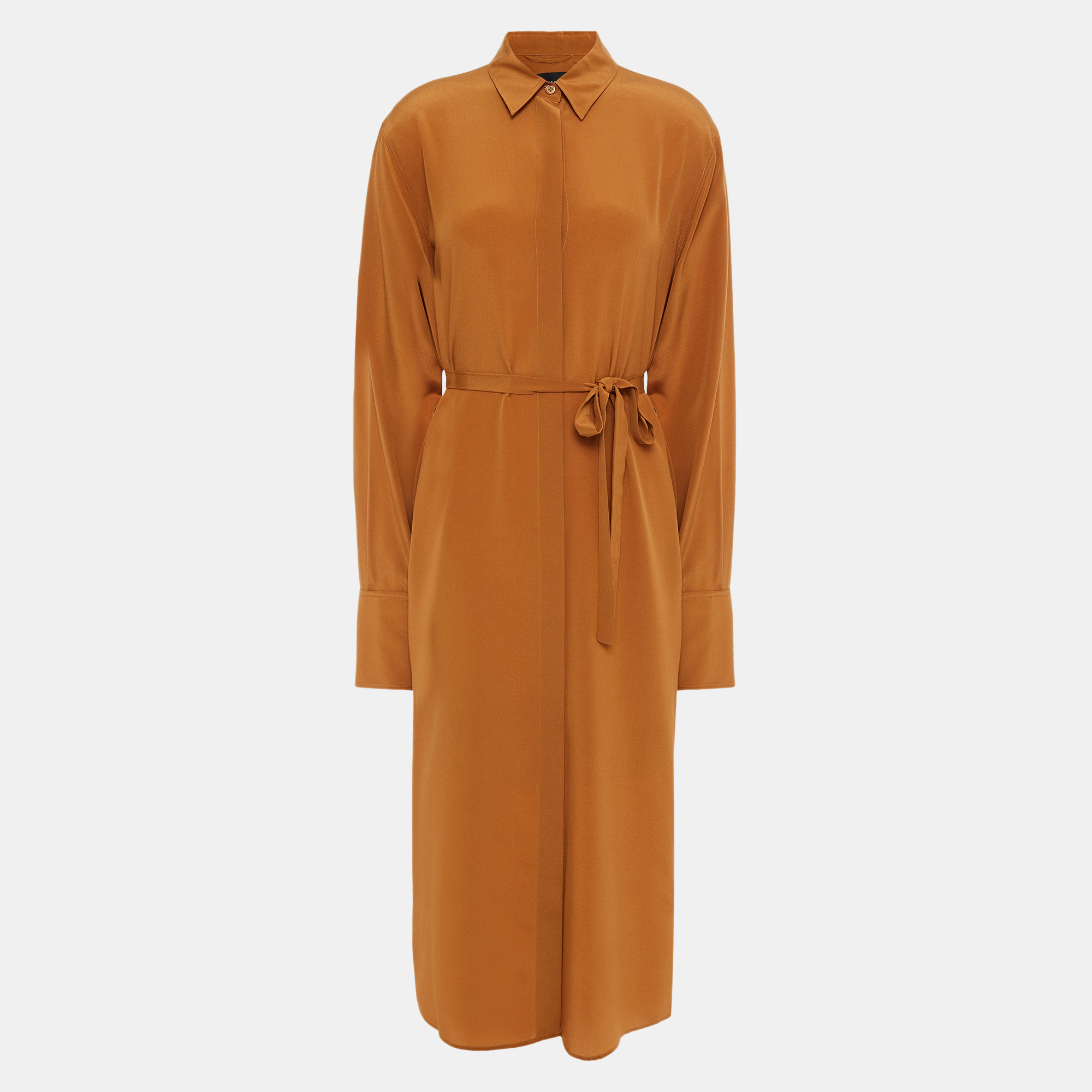 Pre-owned Joseph Silk Midi Dress 38 In Brown