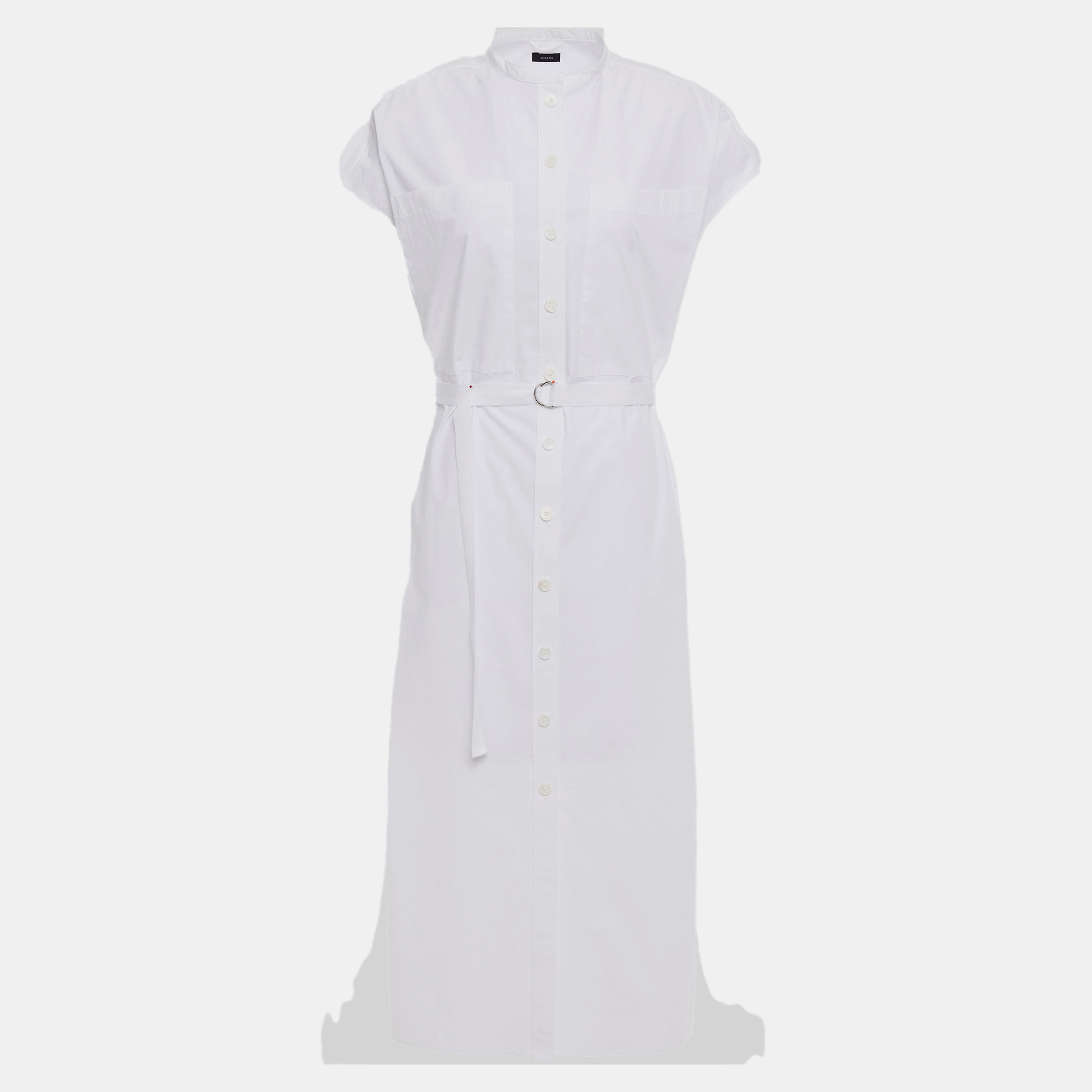 Pre-owned Joseph White Cotton Midi Shirt Dress Xl (fr 42)