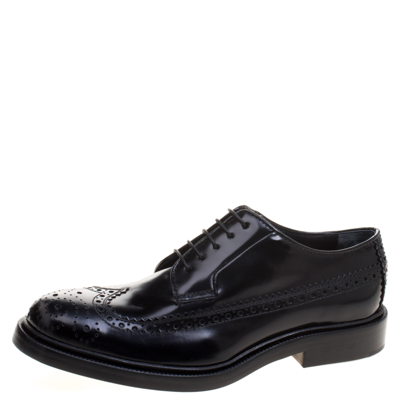 Pre Owned Joseph Black Brogue Leather Dennis Lace Up Derby Size 39