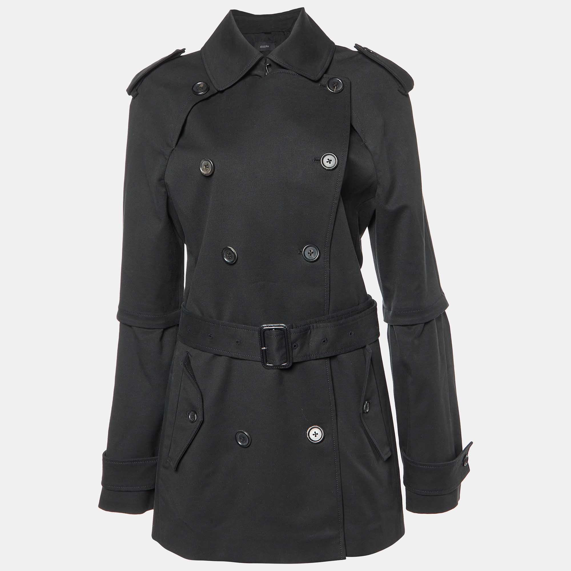 

Joseph Black Wool Blend Deconstructed Trench Coat M