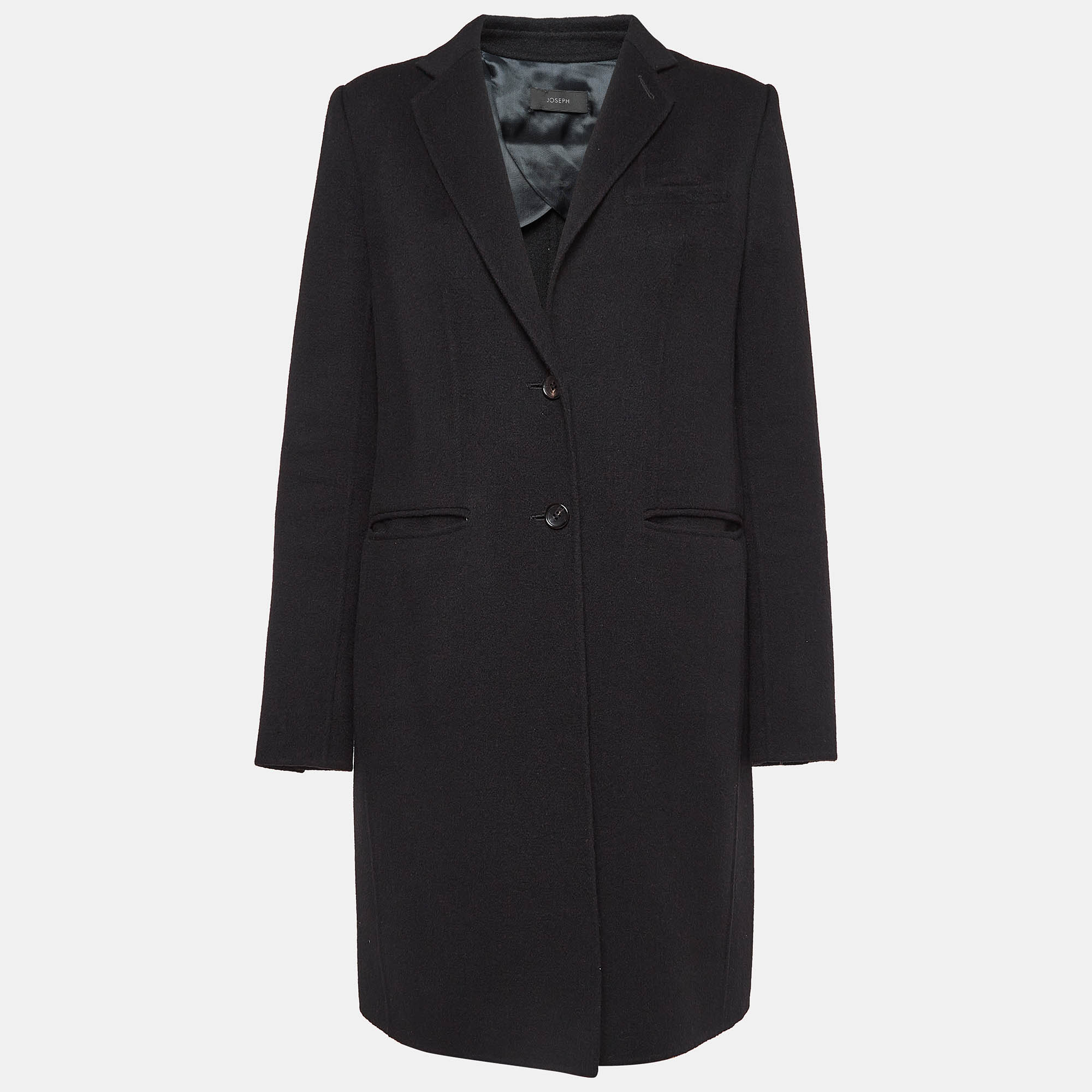 Pre-owned Joseph Black Wool & Cashmere Mid-length Coat L