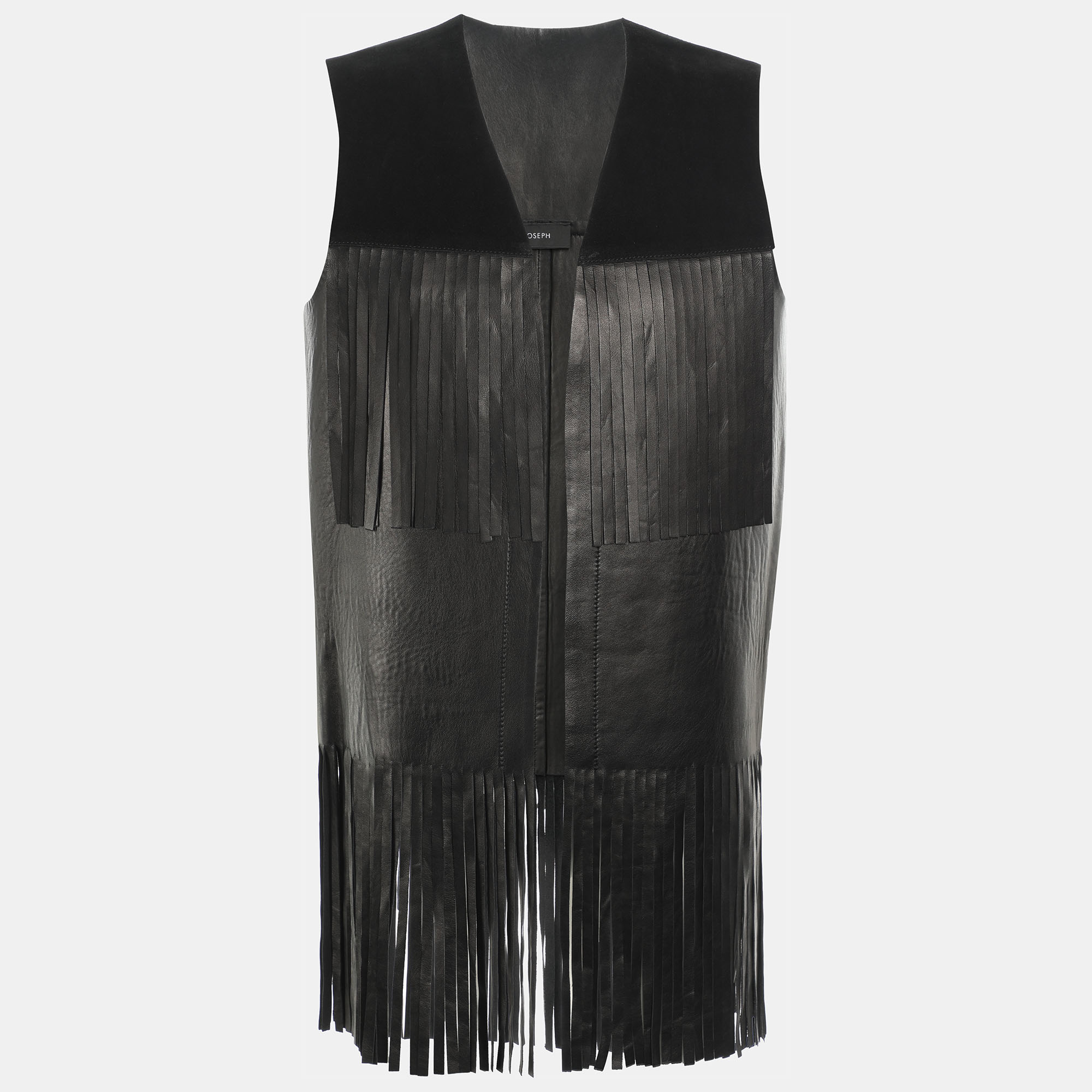 

Joseph Suede and Leather Fringe Detail Biker Jacket M, Black