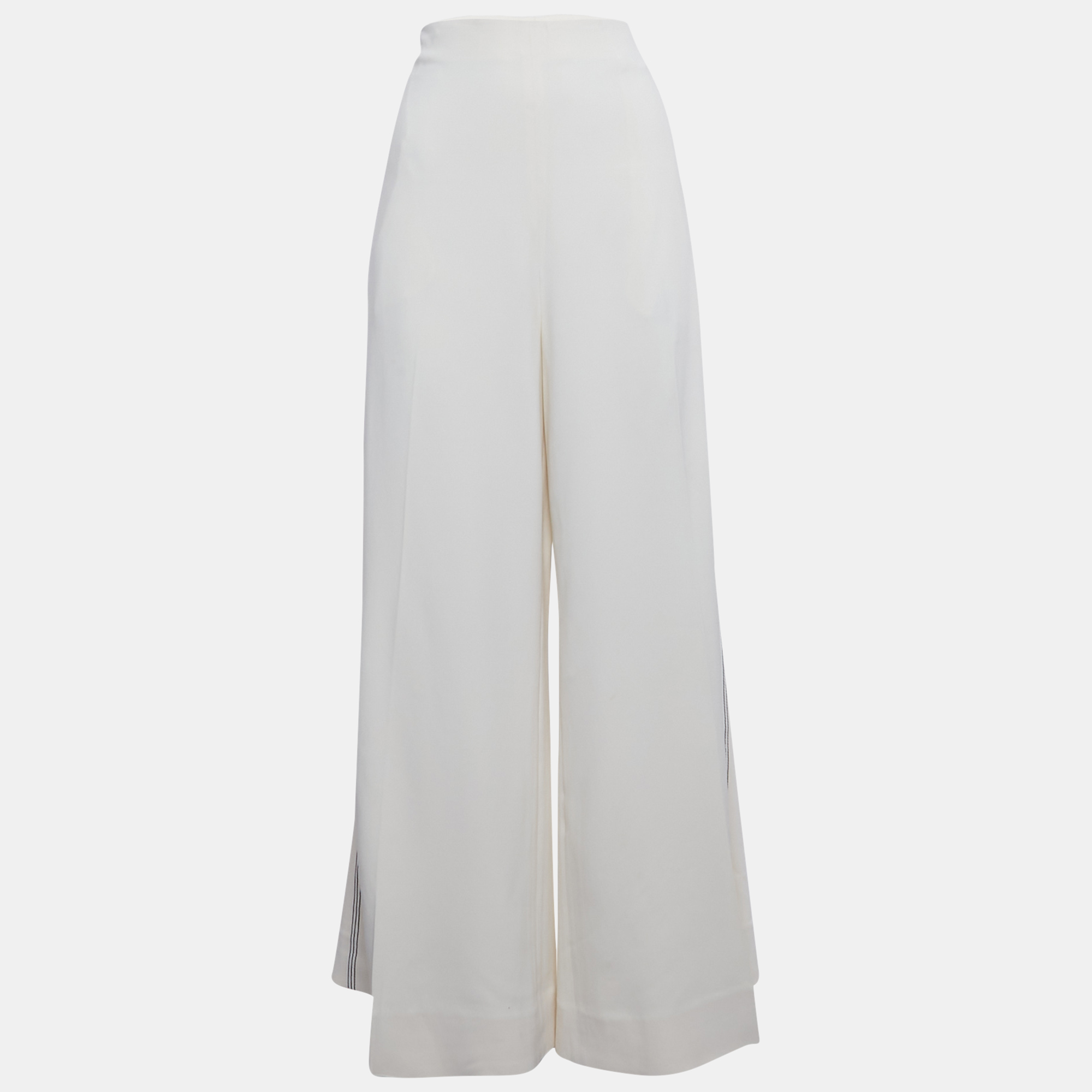 

Joseph Off-White Crepe Wide Leg Trousers L