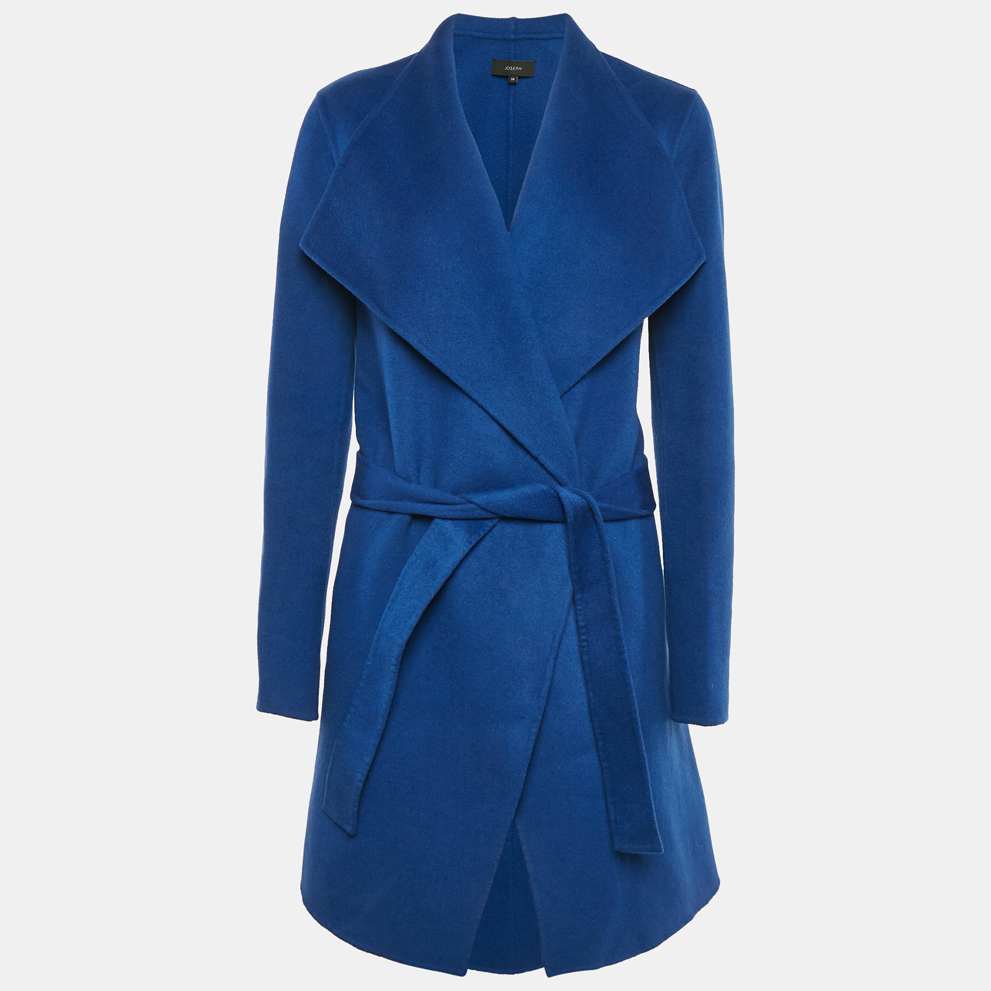 

Joseph Blue Wool Felt Belted Open Front Coat M