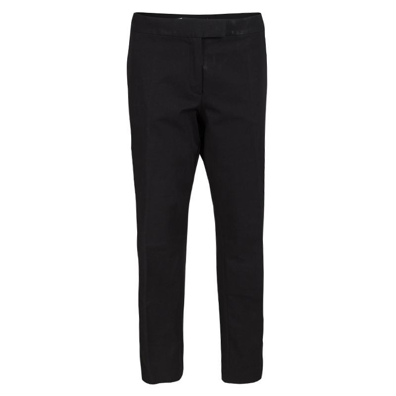 Pre Owned بنطلون جوزيف قصة مستقيمة فينلي ستريتش قطن خفيف أسود L