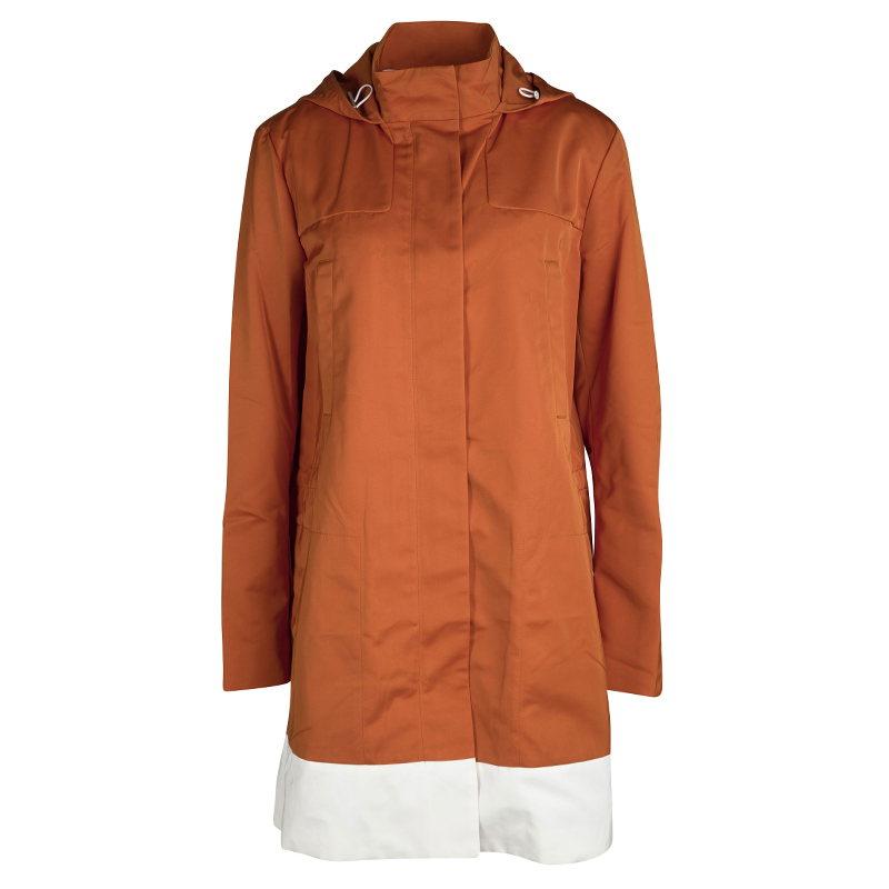 Joseph Orange Techno Taffeta Contrast Trim Hooded Zero Jacket M
