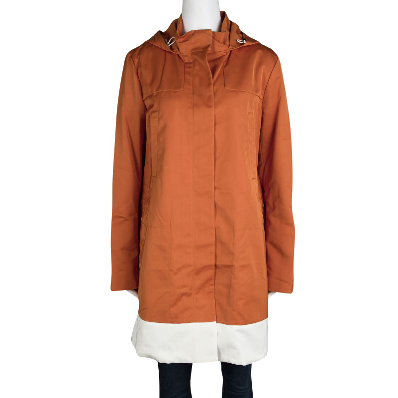 

Joseph Orange Techno Taffeta Contrast Trim Hooded Zero Jacket