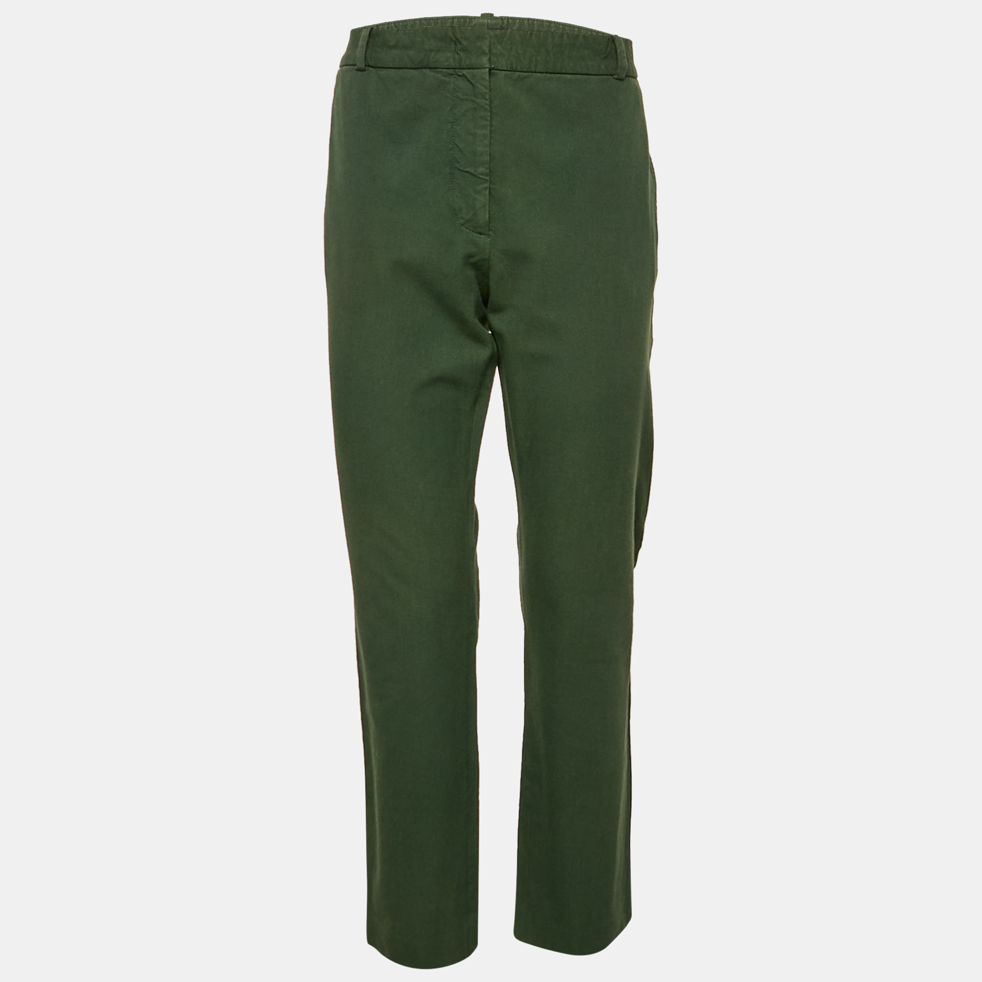 

Joseph Dark Green Gabardine Zoom Straight Leg Trousers L