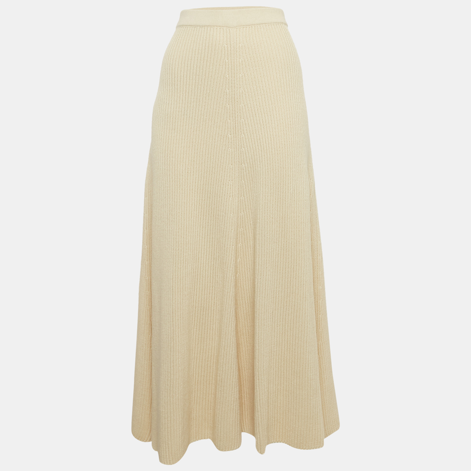 

Joseph Cream Rib Knit Flared Midi Skirt M