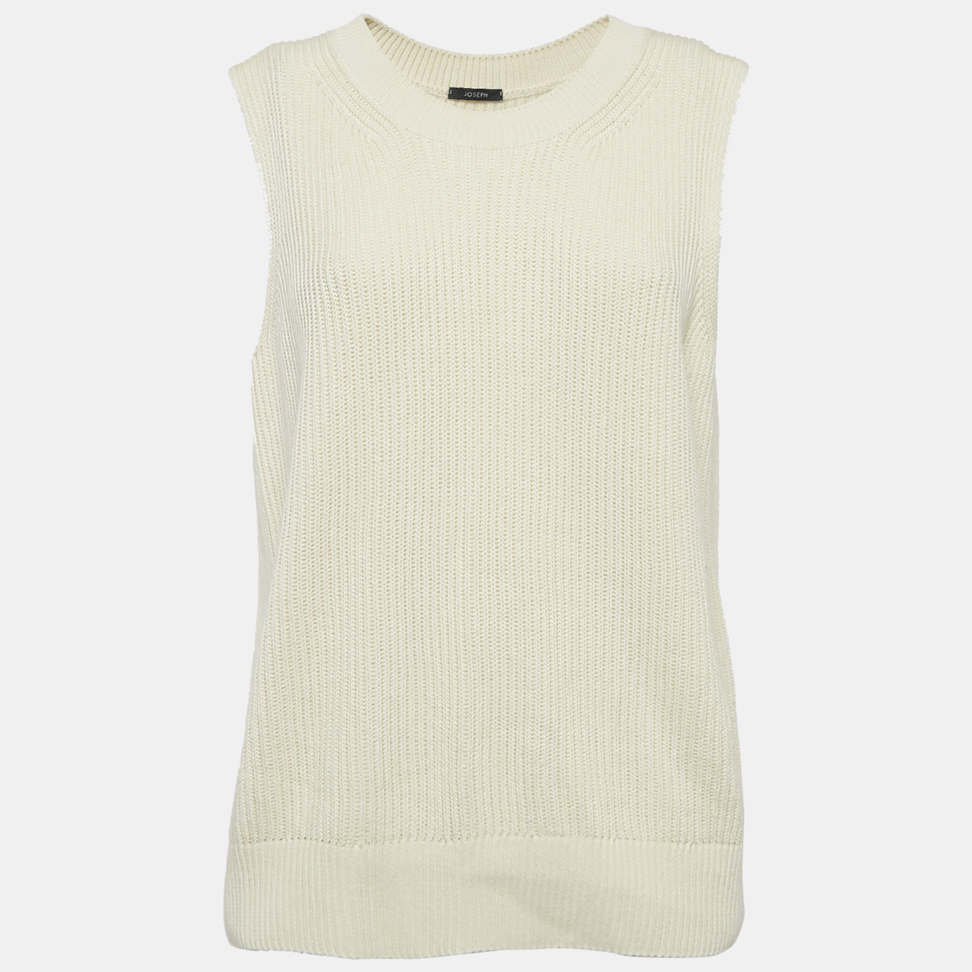 

Joseph Cream Rib Knit Crew Neck Sweater Vest M