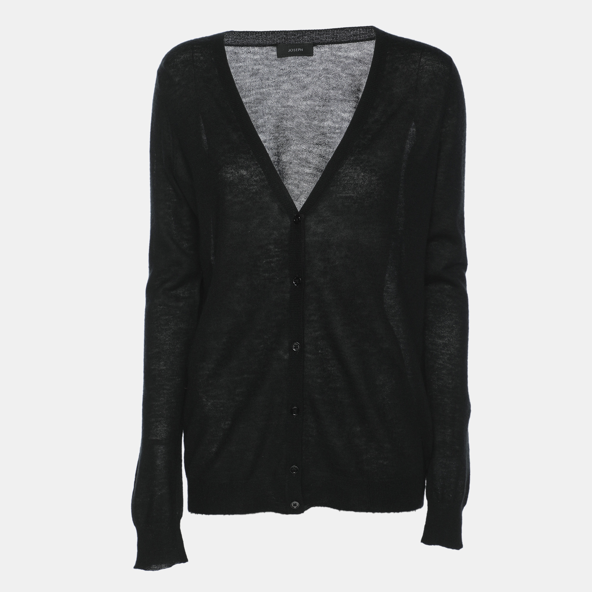 

Joseph Black Cashmere Knit Button Front Sweater S