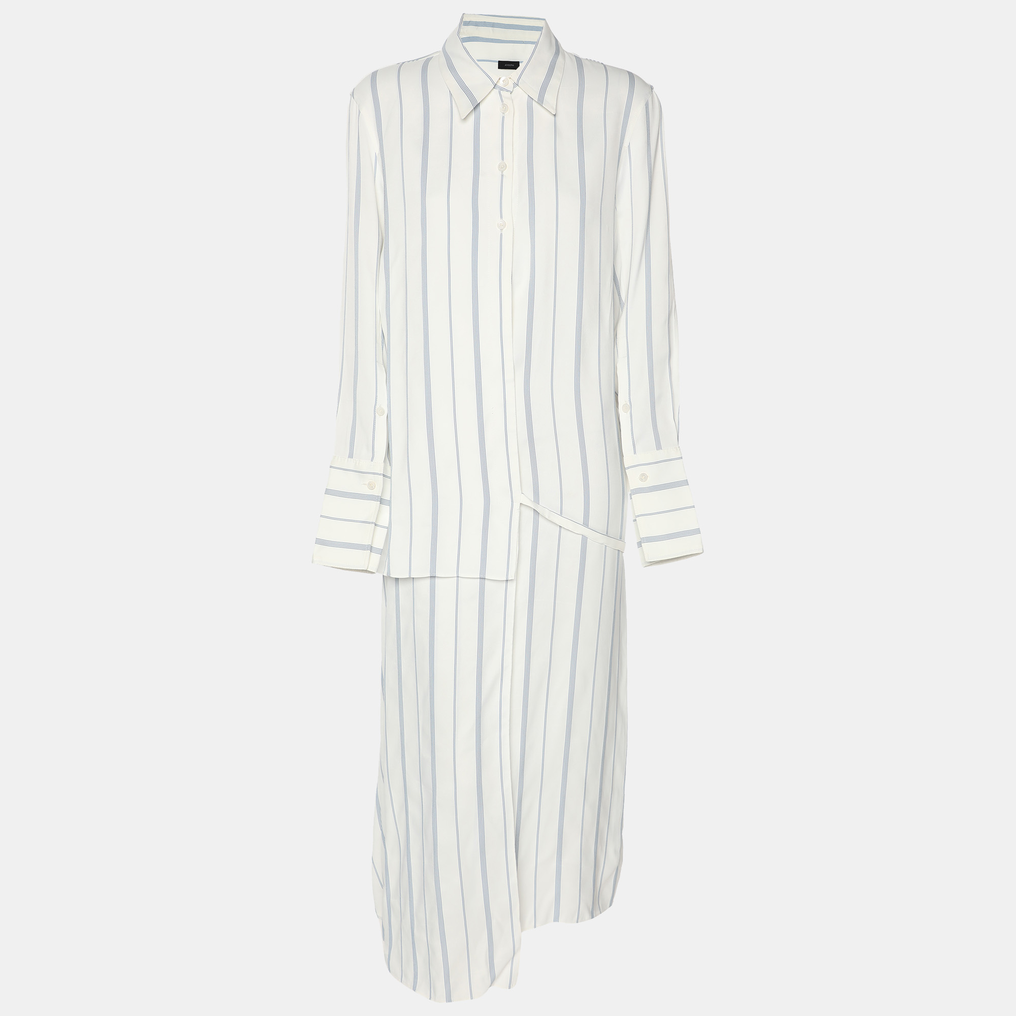 

Joseph White/Blue Striped Viscose Midi Dress S
