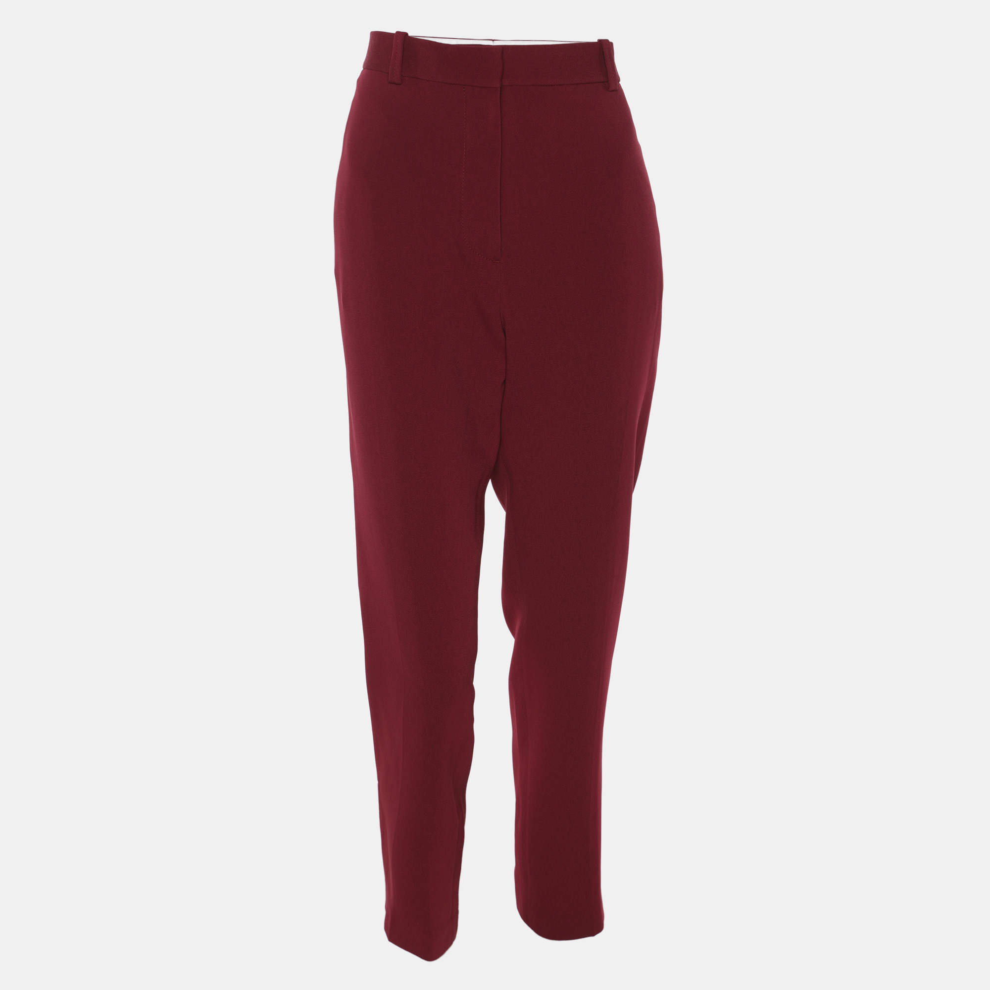 Pre-owned Joseph Burgundy Stretch Crepe Trousers M