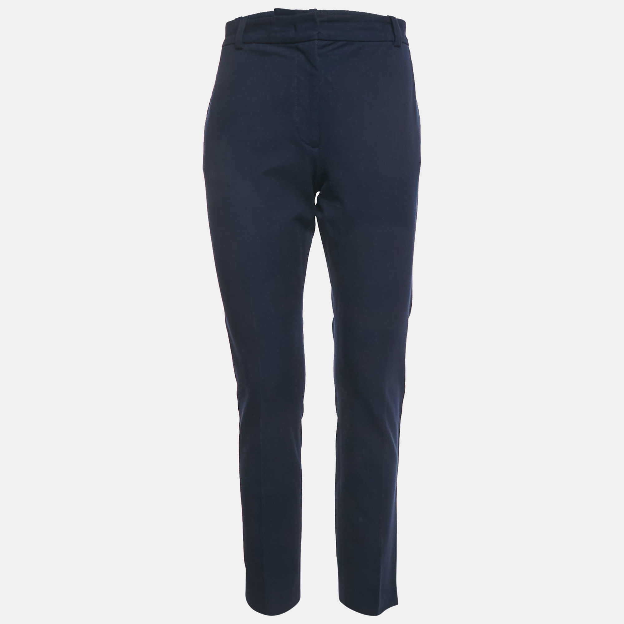 Pre-owned Joseph Navy Blue Cotton Blend Straight Fit Trousers M