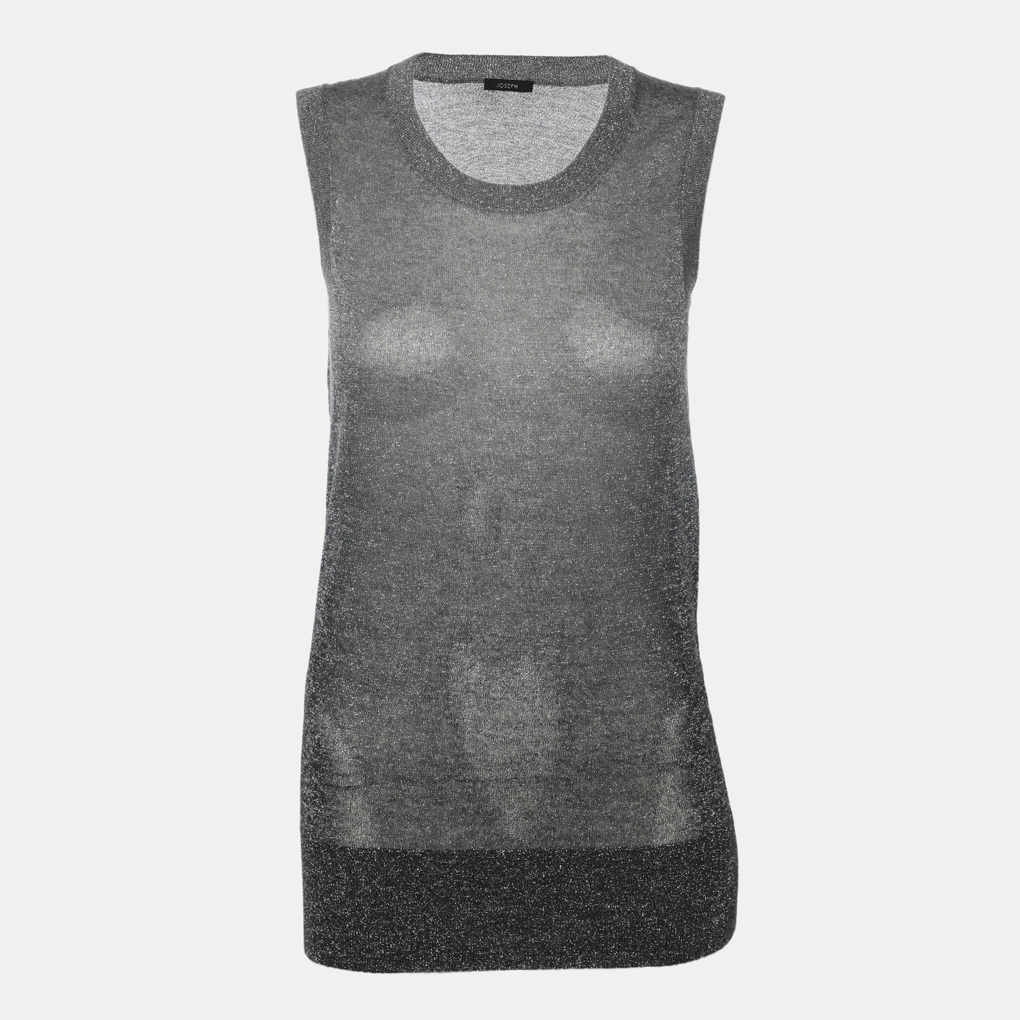 

Joseph Metallic Grey Lurex Knit Tank Tops