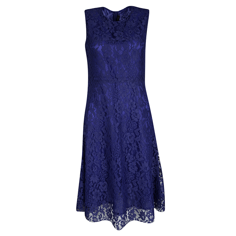 Joseph Cobalt Blue Doll Lace Sleeveless Dress M