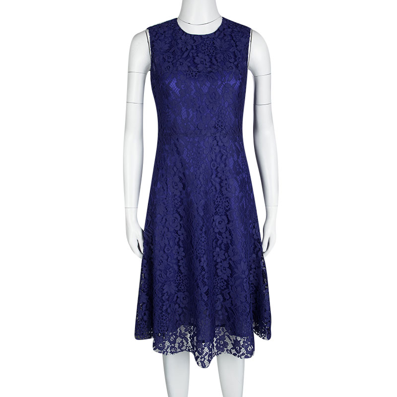 

Joseph Cobalt Blue Doll Lace Sleeveless Dress