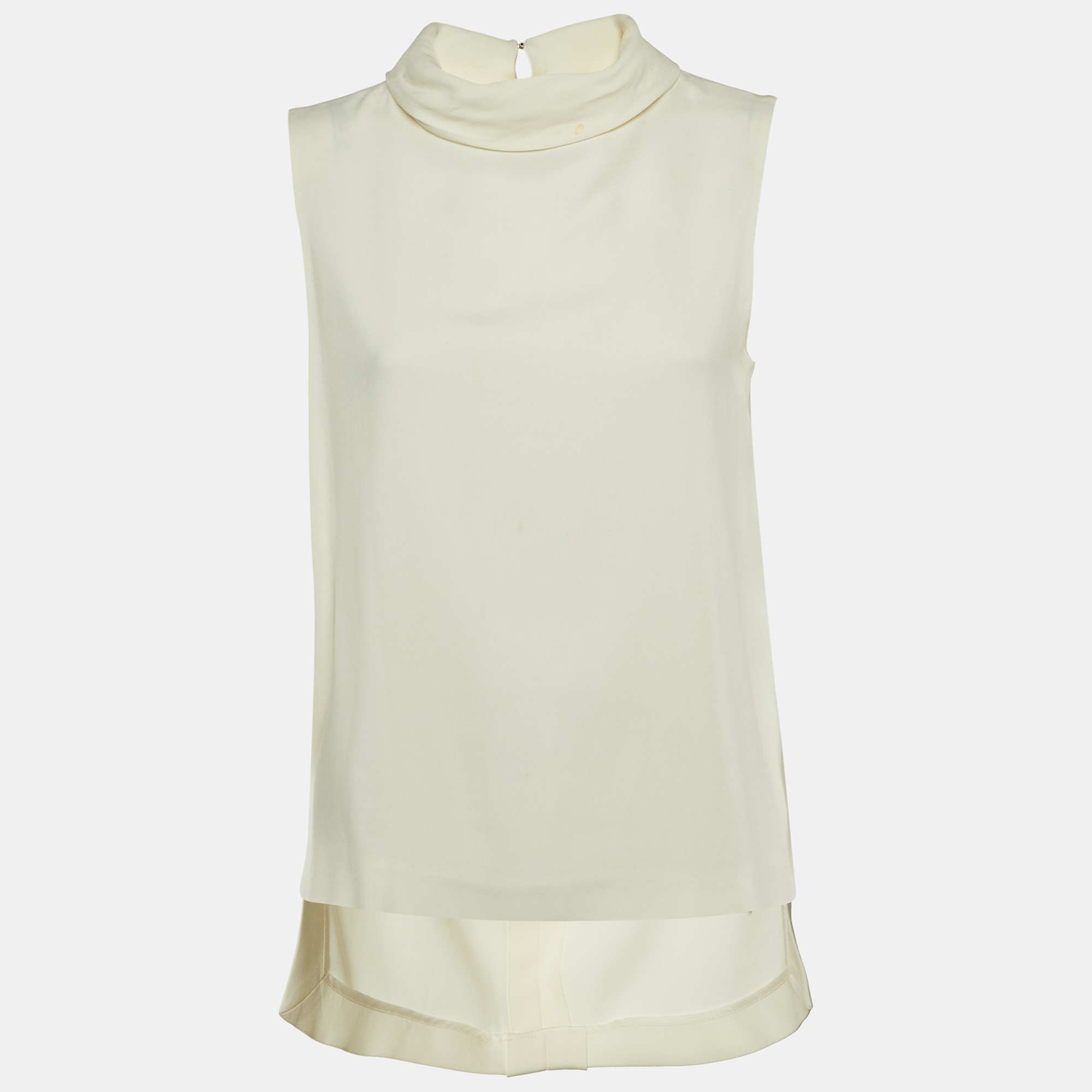 

Joseph Off White Crepe Sleeveless Turtle Neck Top M