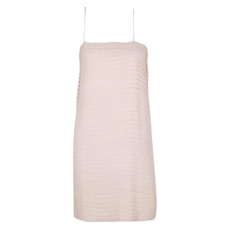 Joseph Blush Pink Pleated Silk Sleeveless Dress S