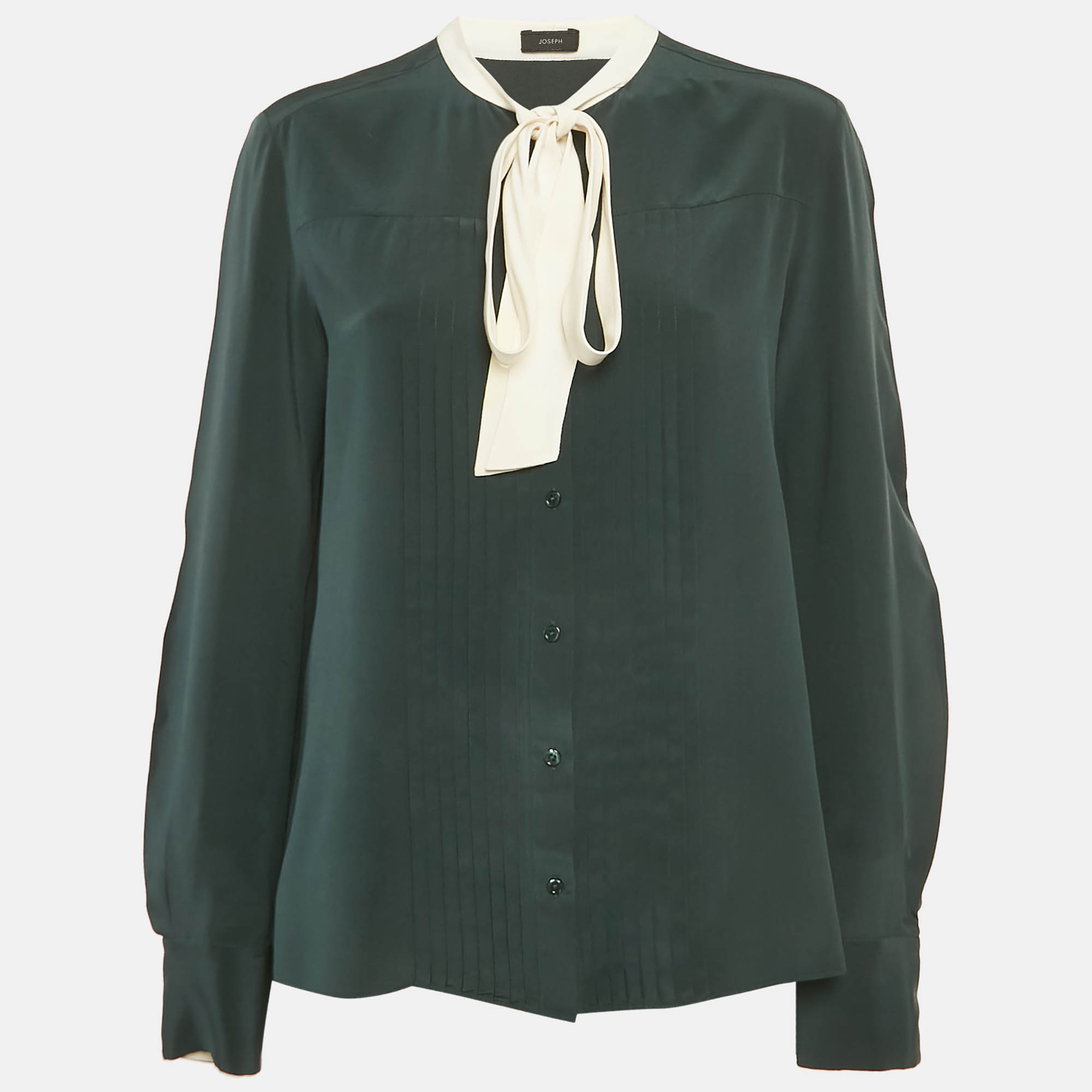 Pre-owned Joseph Blue Silk Pintuck Blouse M