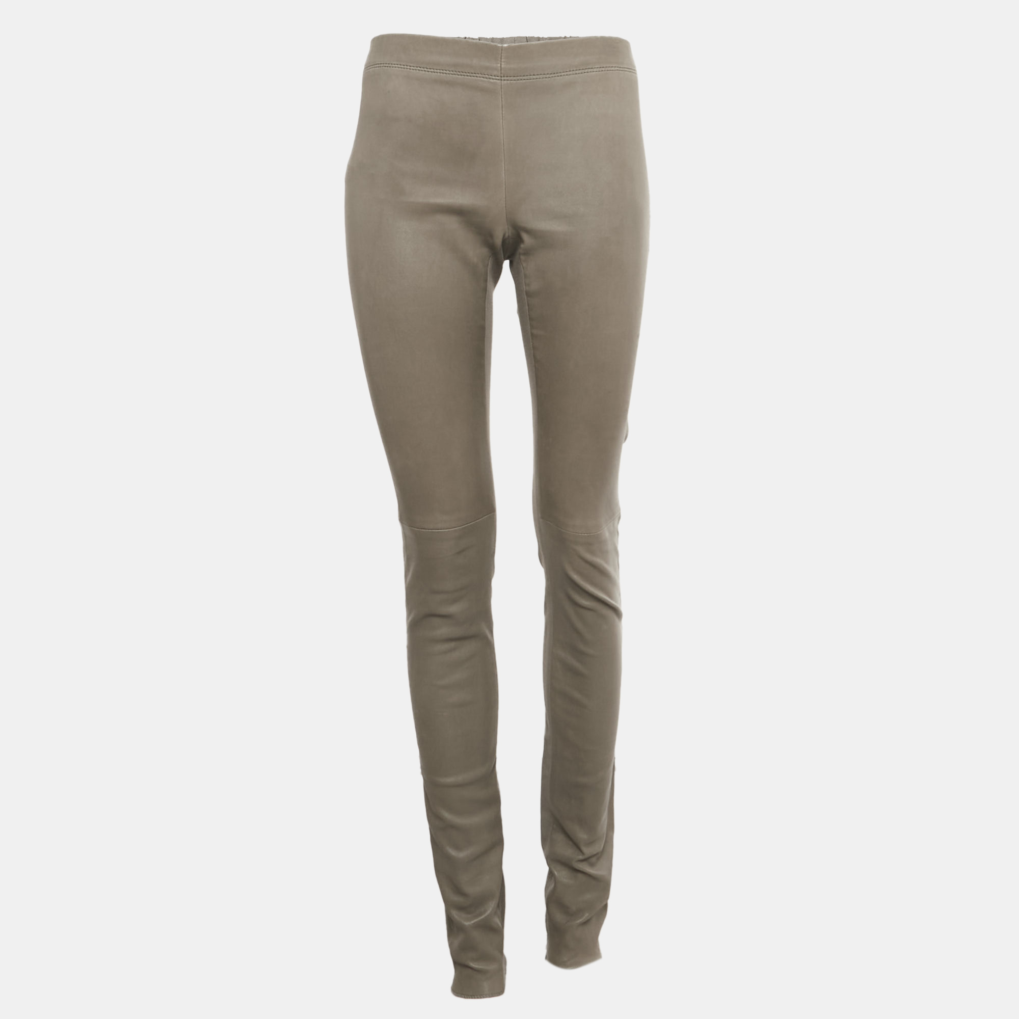 

Joseph Grey Leather and Jersey Skinny Trousers M