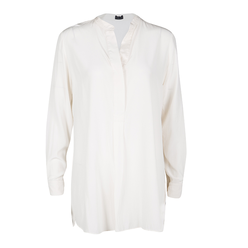 Joseph Off White Silk Long Sleeve Dara Blouse M Joseph | The Luxury Closet